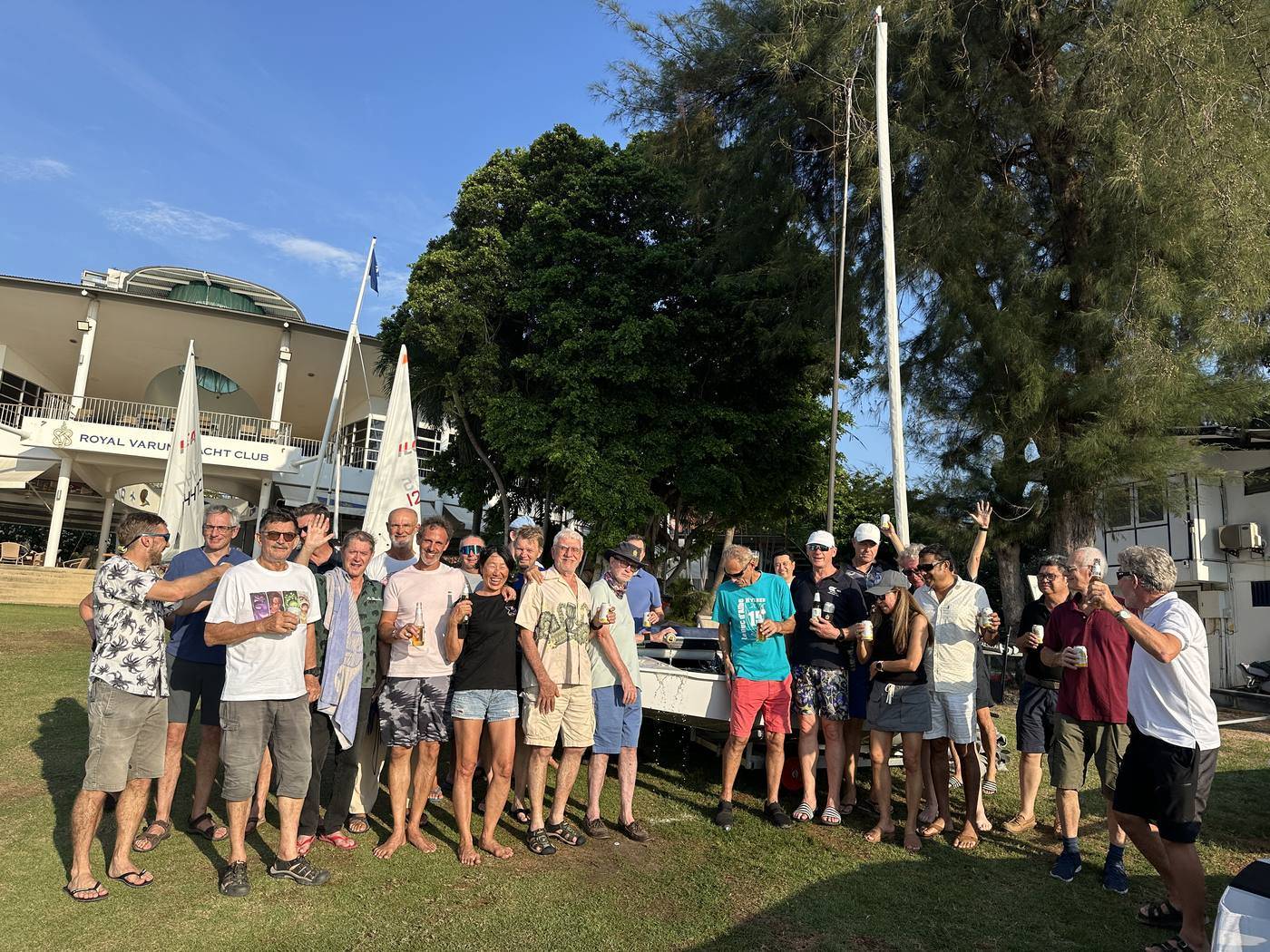 Sailors celebrating together at Royal Varuna Yacht Club